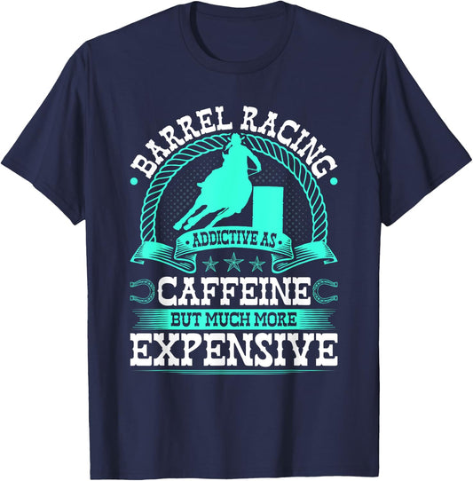 Barrel Racing Like Caffeine Cowgirl Rodeo Horse Barrel Racer T-Shirt - T-Shirt | Navy