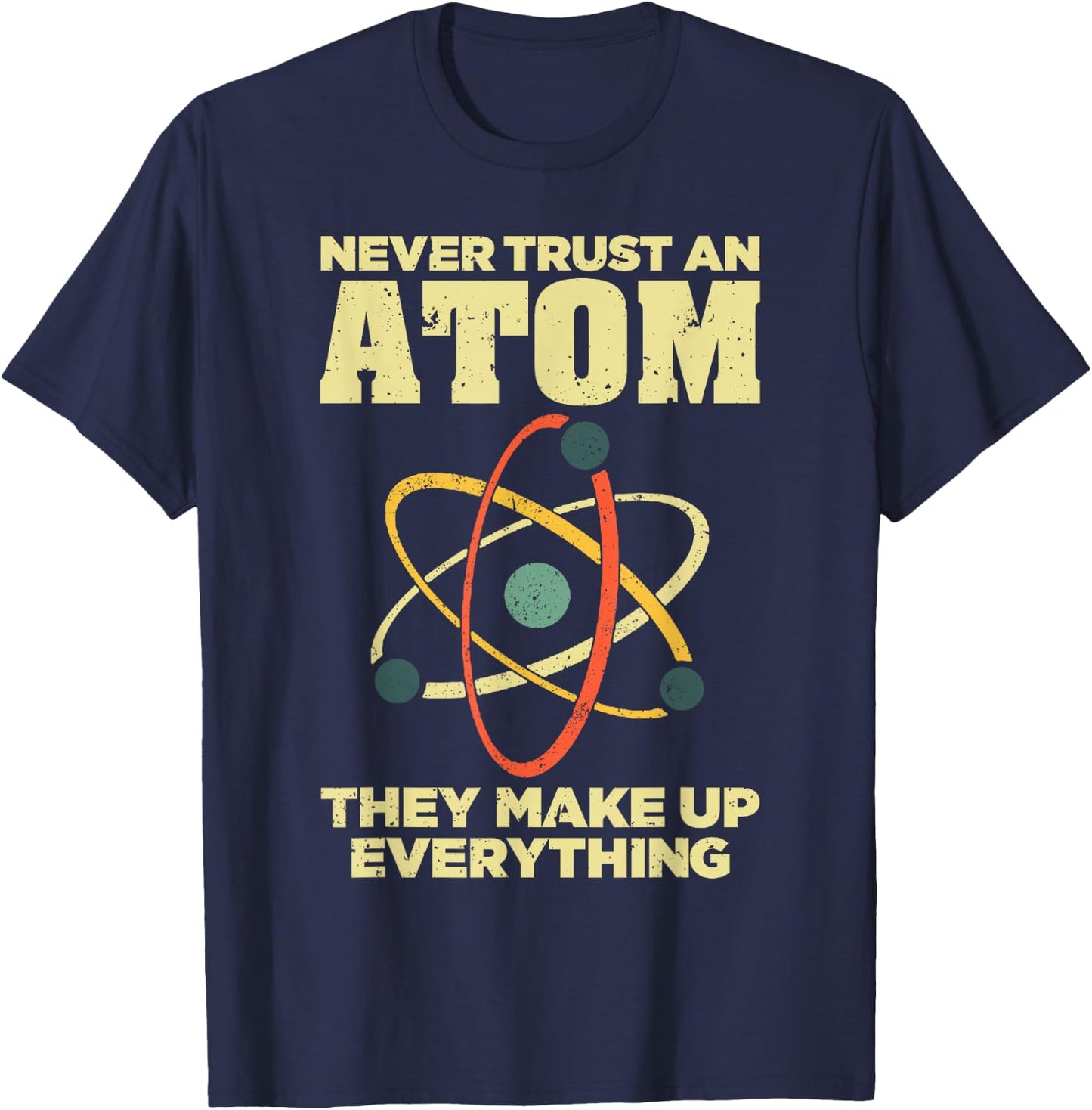 Funny Atom Art Men Women Stem Molecule Chemistry Teacher T-Shirt - T-Shirt | Navy