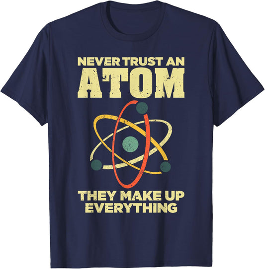 Funny Atom Art Men Women Stem Molecule Chemistry Teacher T-Shirt - T-Shirt | Navy
