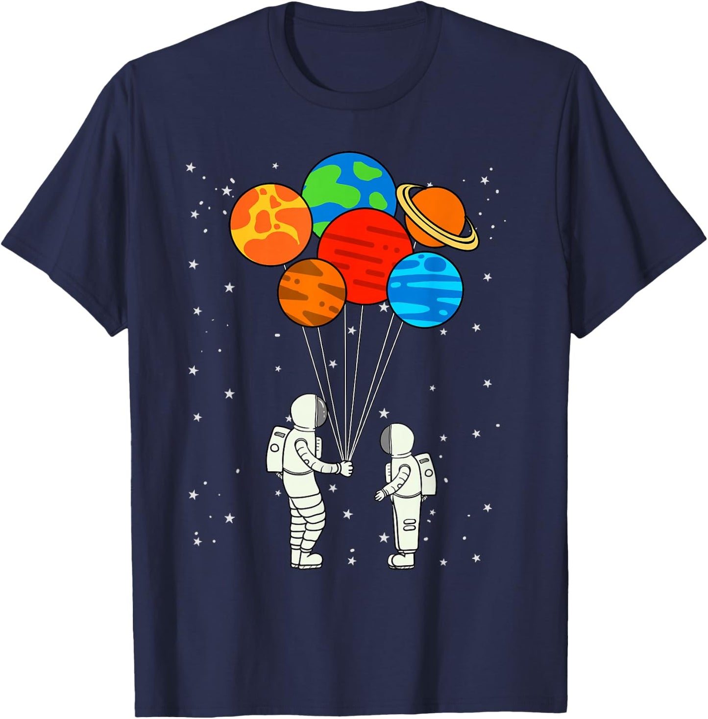 Planet Balloons Astronaut Planets Galaxy Outer Space T-Shirt - T-Shirt | Navy