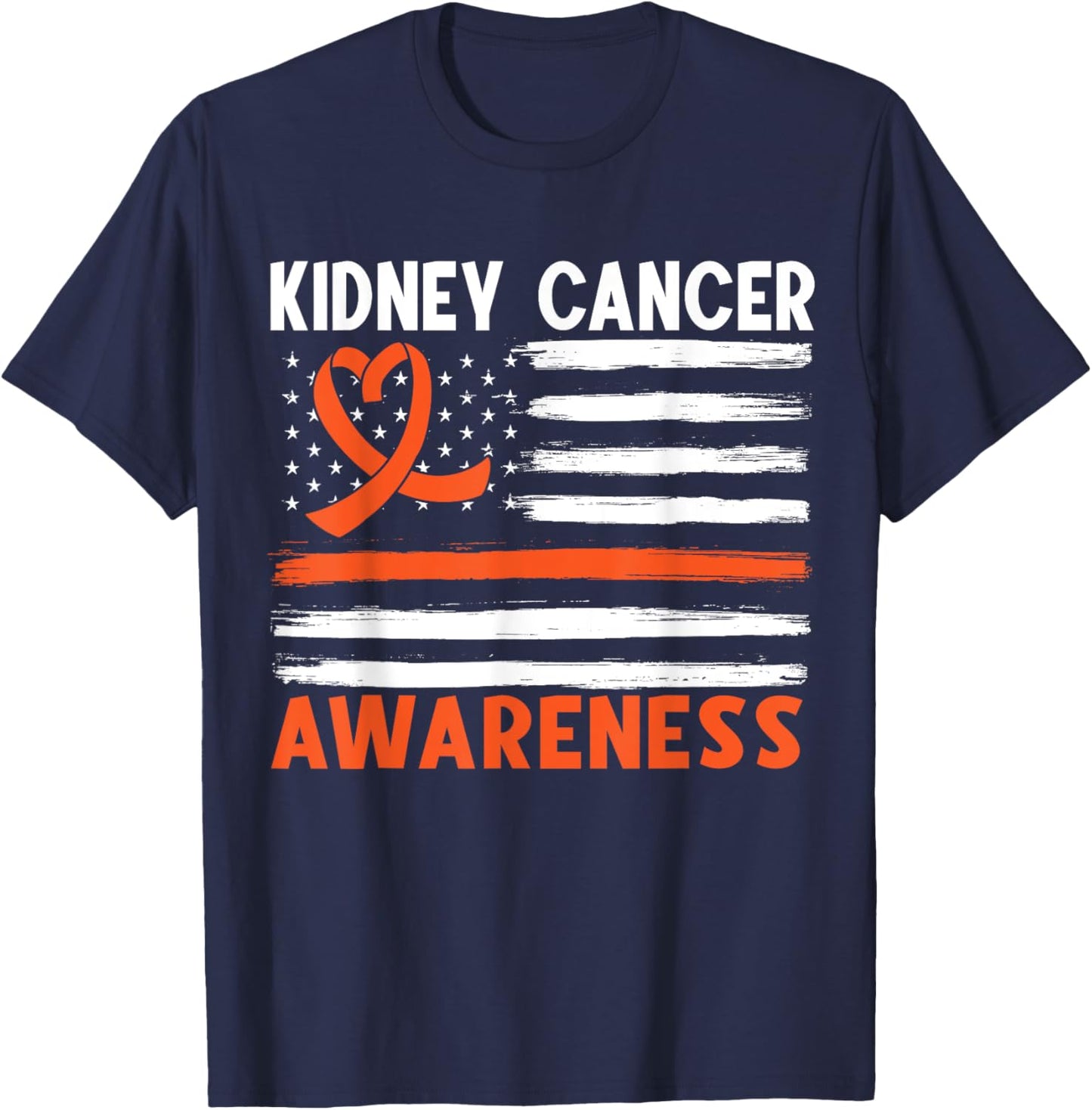 American Flag Kidney Cancer Awareness T-Shirt - T-Shirt | Navy