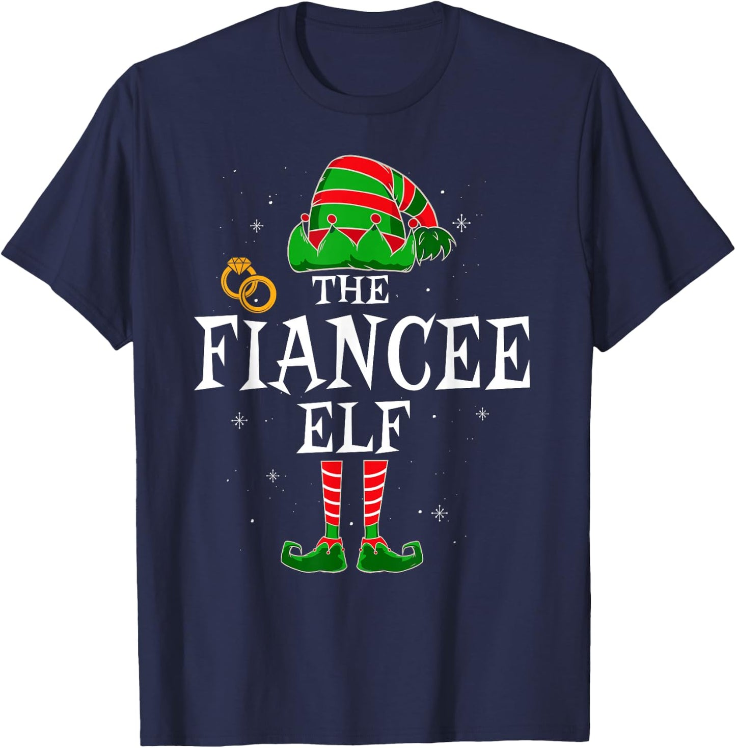 The Fiancee Elf Family Matching Fiance Christmas T-Shirt - T-Shirt | Navy