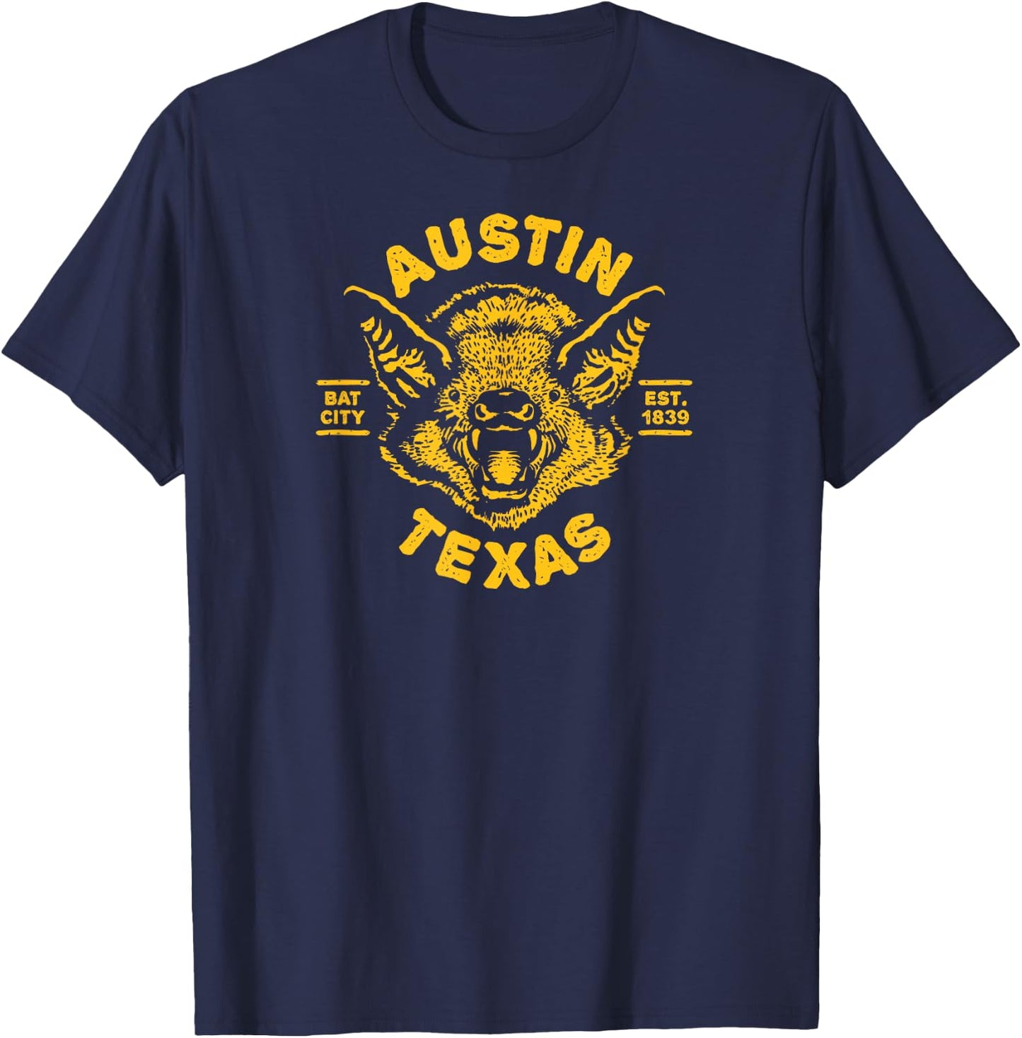 Austin BAT - Bat City Texas TX/Est Established 1839 Design T-Shirt - T-Shirt | Navy