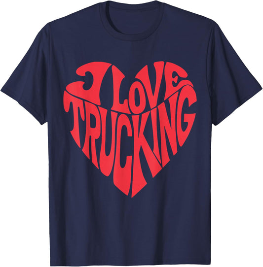 I Love Trucking – Retro Truck Driver Design T-Shirt - T-Shirt | Navy