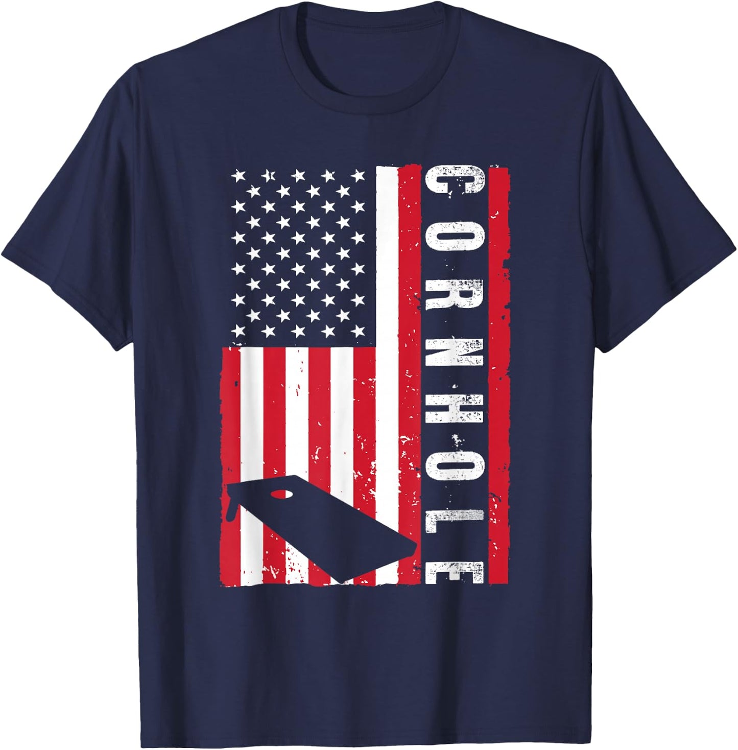 Cool Cornhole Art Men Women American Flag Corn Hole Player T-Shirt - T-Shirt | Navy