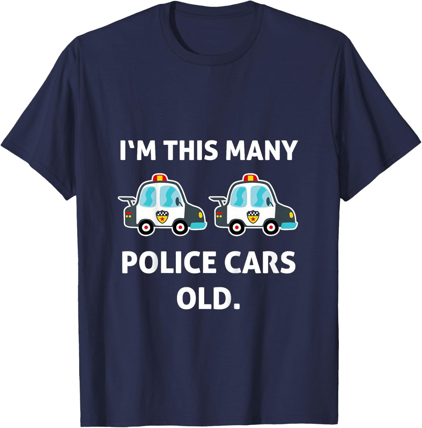 Kids Police Car Second 2nd 2 Birthday Gift Kids Boys T-Shirt - T-Shirt | Navy