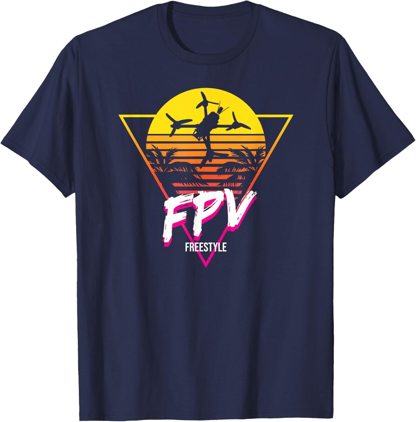Retro Freestyle FPV Racing Drone Pilot Acro Quadcopter T-Shirt - T-Shirt | Navy