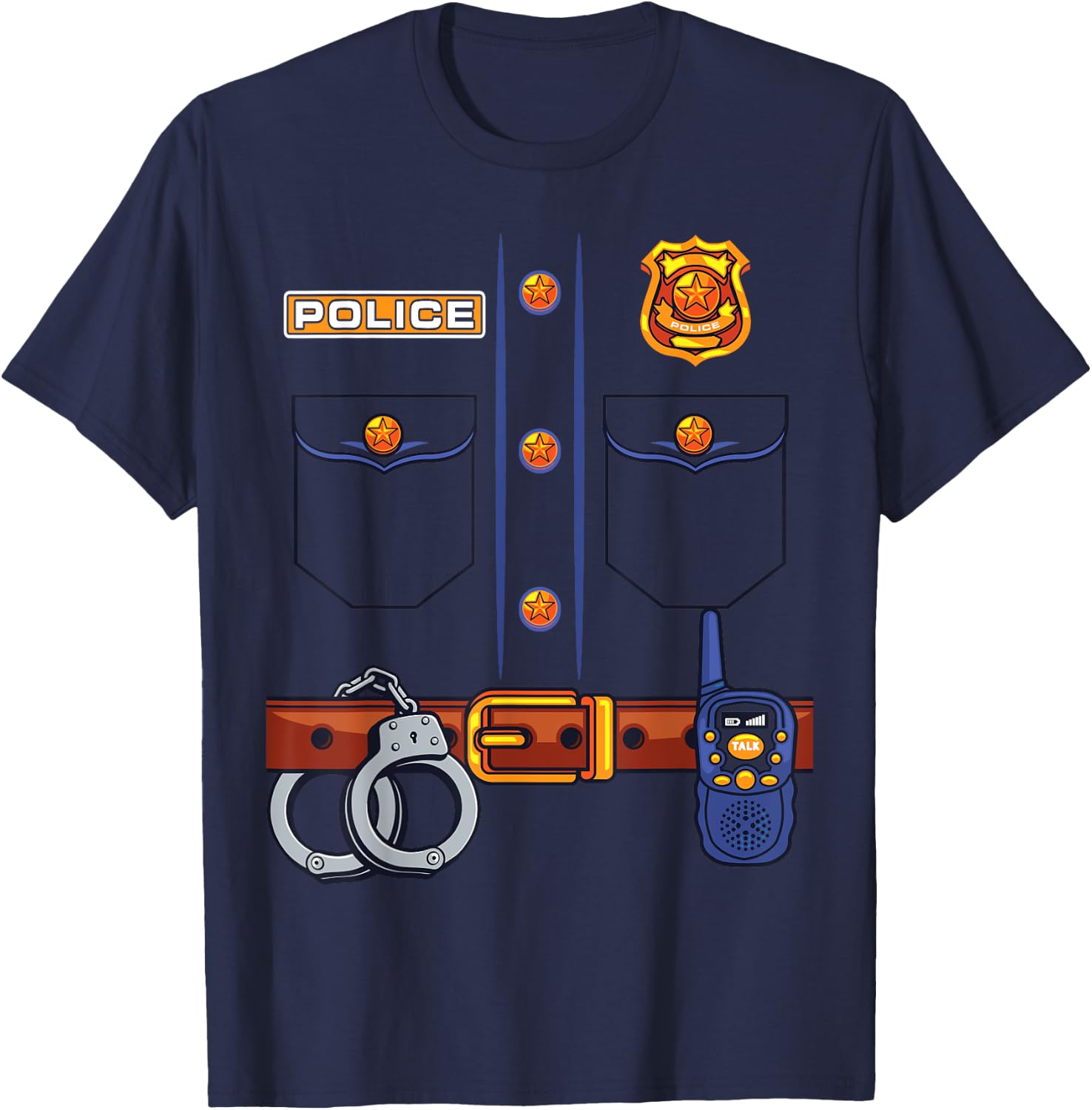 Police Officer Costume Halloween For Kids Uniform Police T-Shirt - T-Shirt | Navy