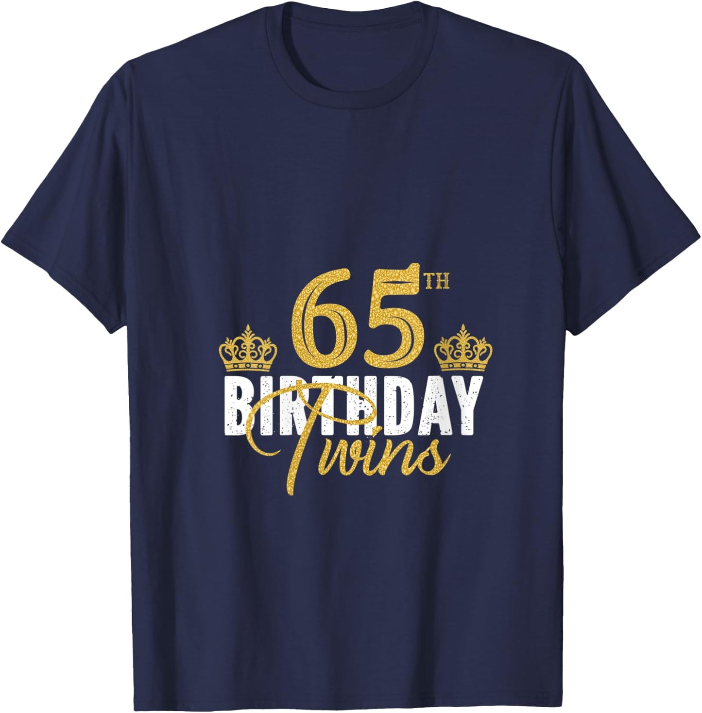 65th Birthday Twins 65 Years Old Twin Brother And Sister V-Neck T-Shirt - T-Shirt | Navy