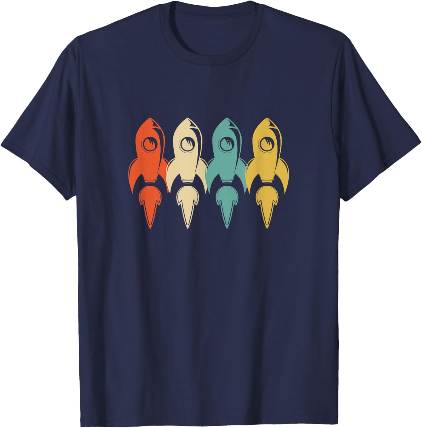Vintage Retro Art Design Rocket Gift Fun T-Shirt - T-Shirt | Navy