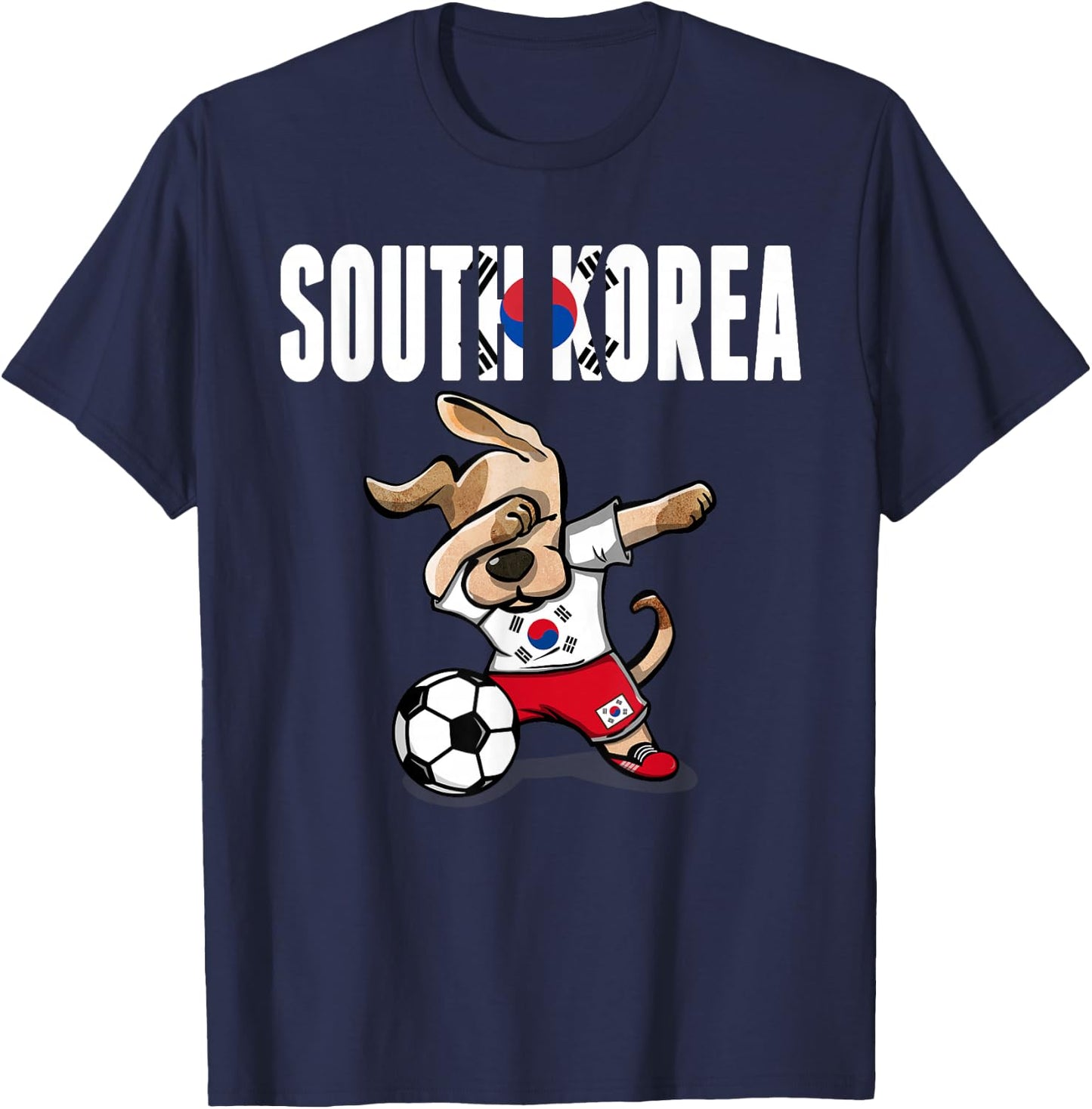Dabbing Dog South Korea Soccer Fans Jersey Korean Football T-Shirt - T-Shirt | Navy