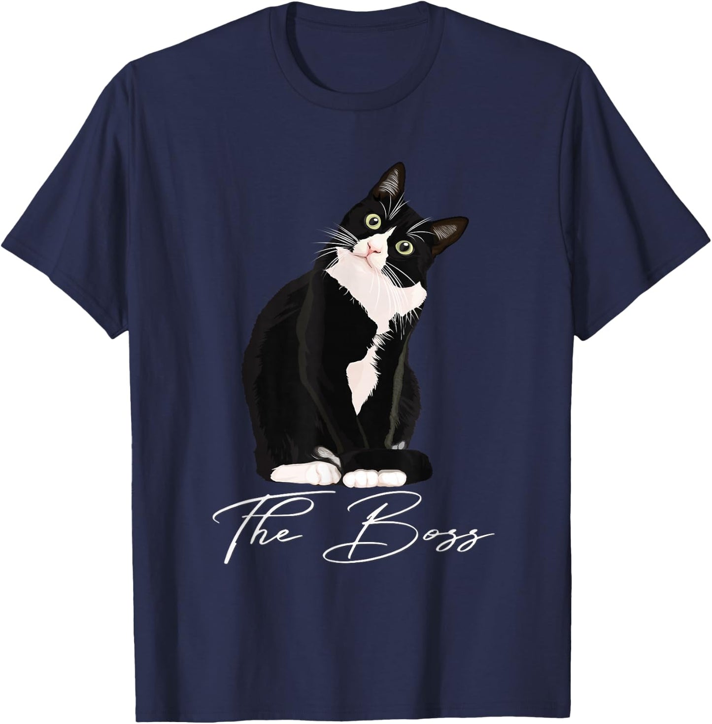 Boss Tuxedo Cat Lovers Funny Shirt for Mom Dad Gift T-Shirt - T-Shirt | Navy