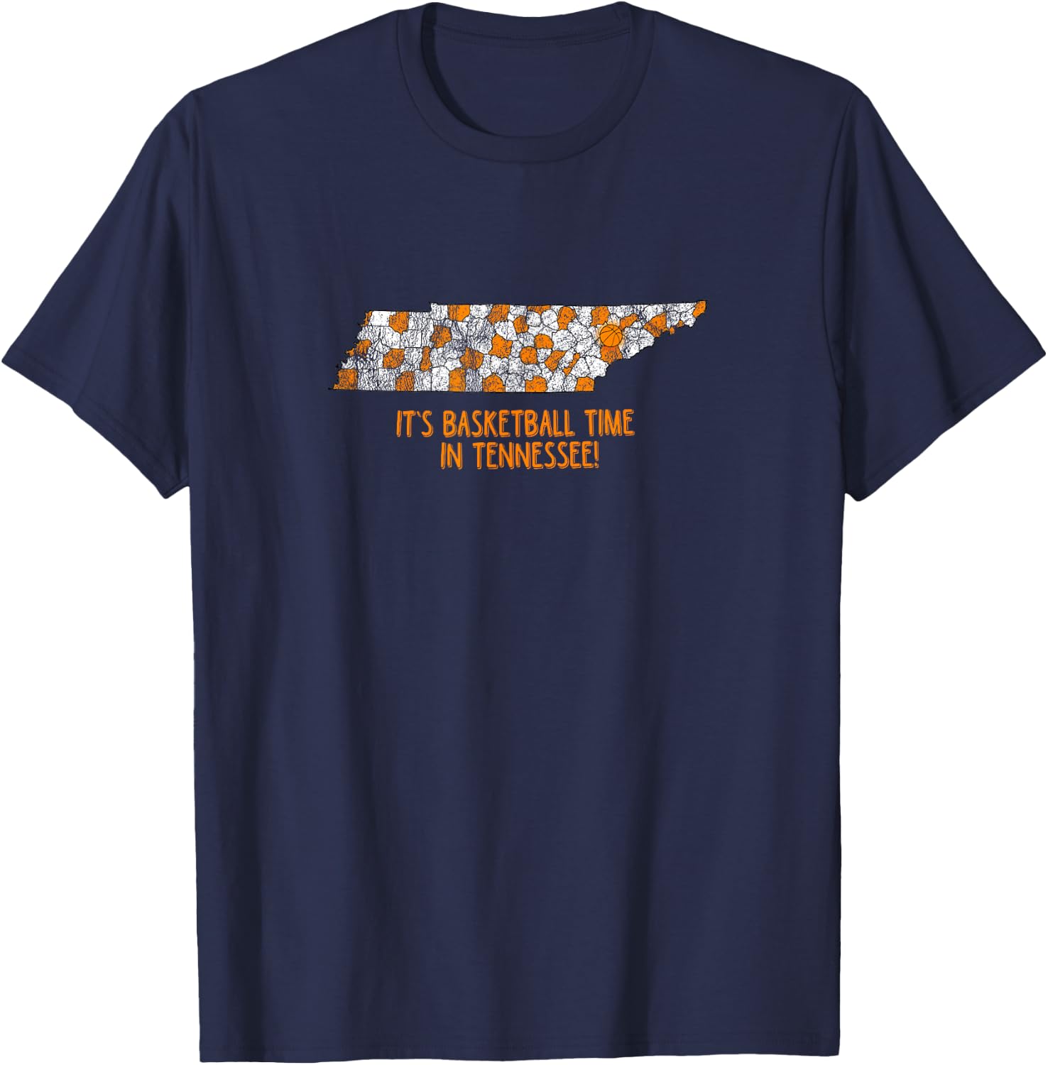 Tennessee State Flag Home Shirt Co. Its Basketball Time In Tennessee Tennessee Hoops Fan Gift T-Shirt - T-Shirt | Navy