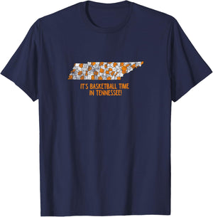 Tennessee State Flag Home Shirt Co. Its Basketball Time In Tennessee Tennessee Hoops Fan Gift T-Shirt - T-Shirt | Navy