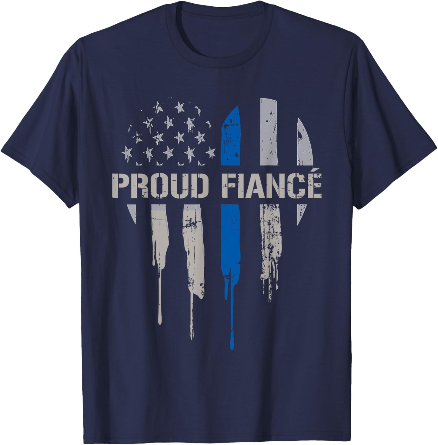 Thin Blue Line Police - Police Officer Fiance Gift T-Shirt - T-Shirt | Navy