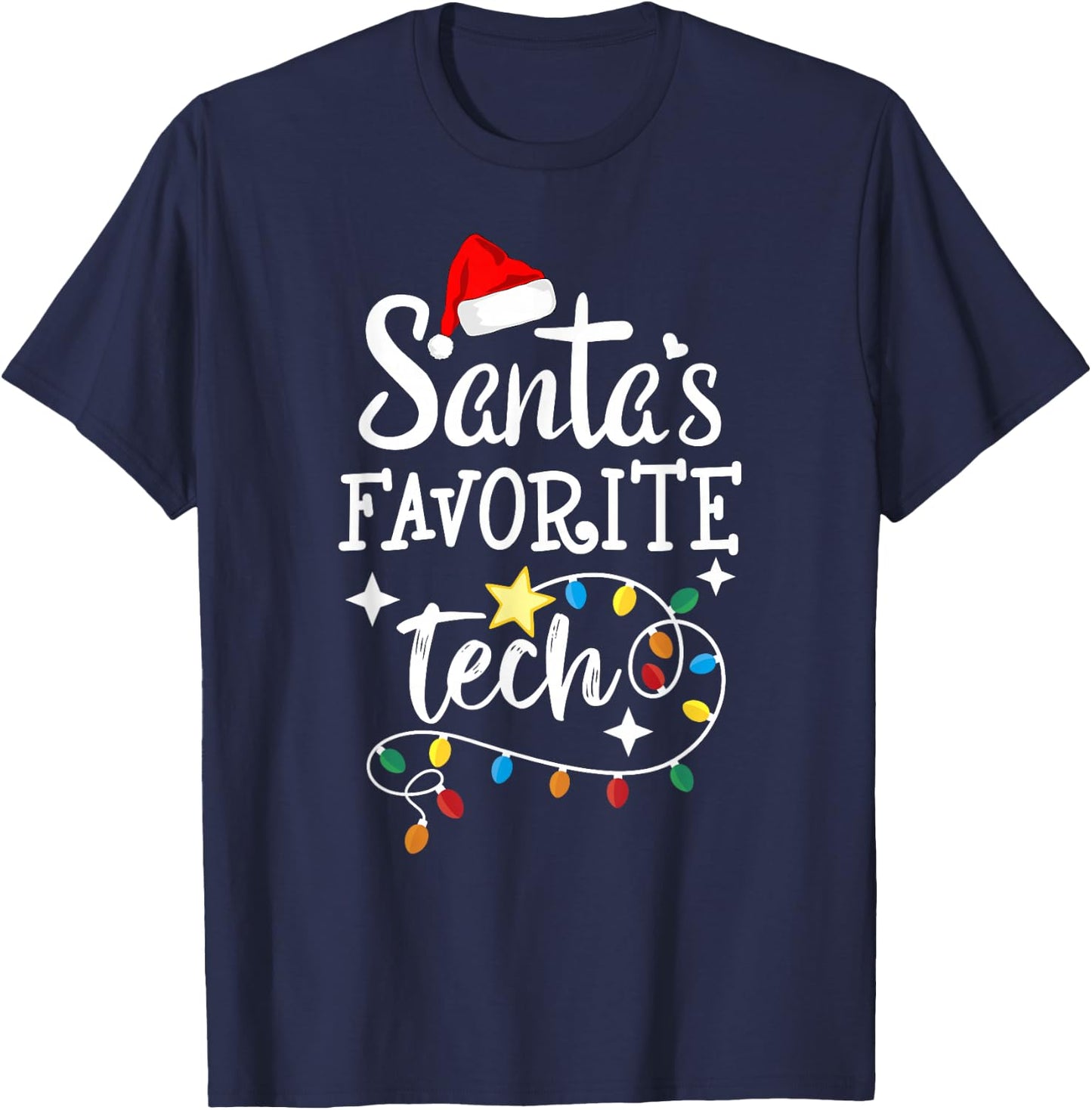 Santa's Favorite Tech - Merry Christmas Medical Technician T-Shirt - T-Shirt | Navy