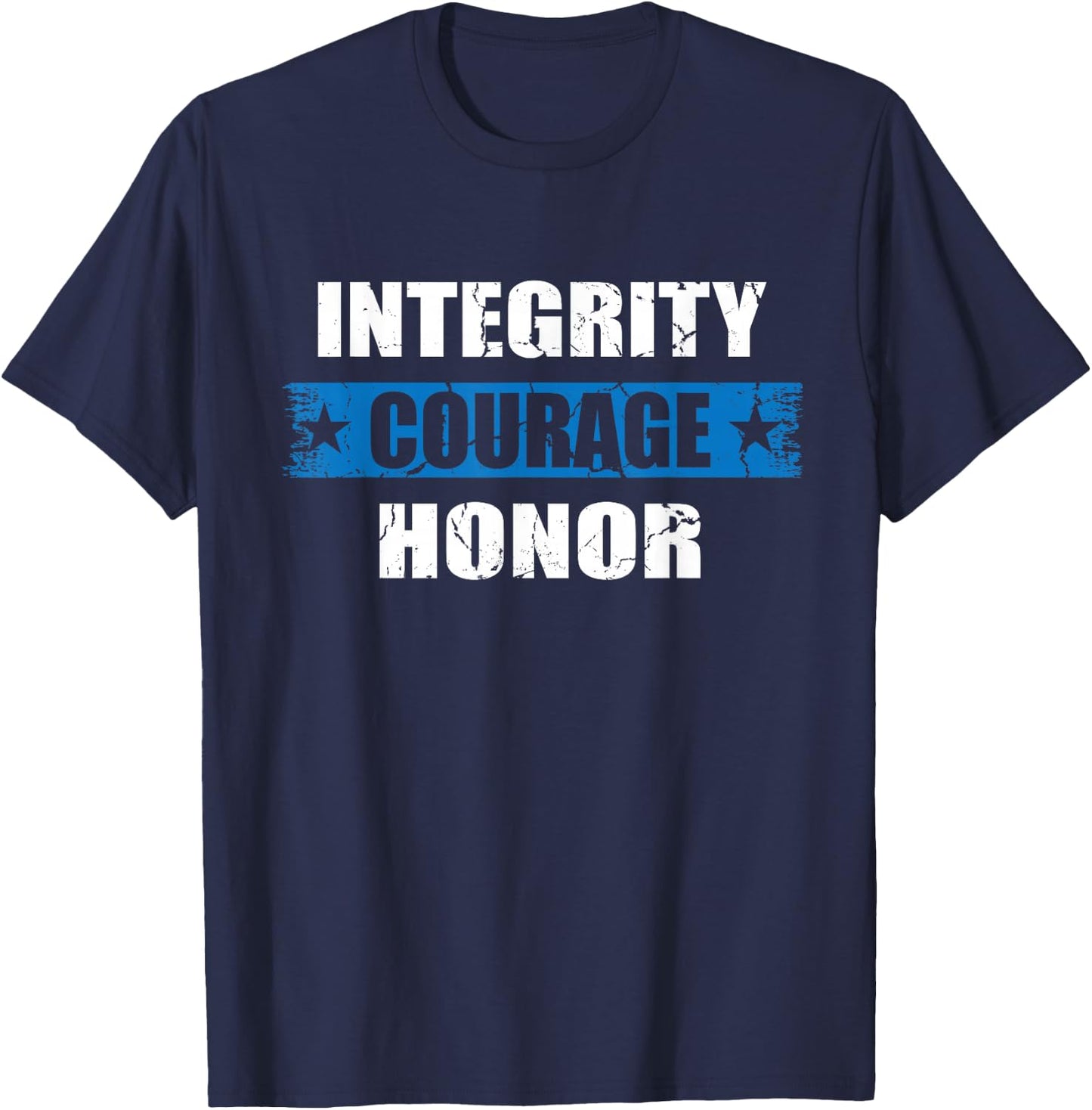 Integrity Courage Honor Patriotic American Flag USA Officer Women Men T-Shirt - T-Shirt | Navy