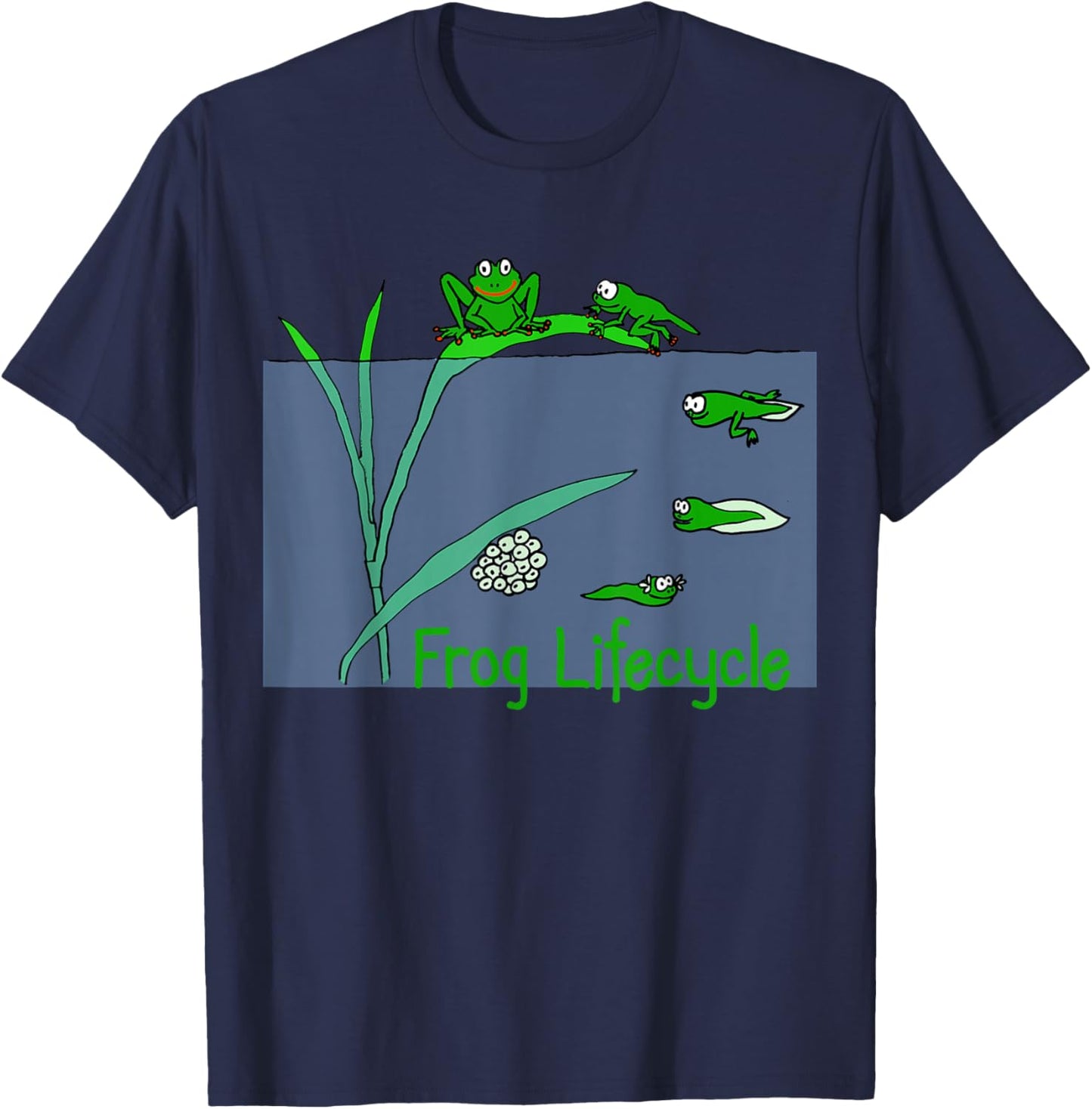 Frog Tadpole Lifecycle Frogs For Kids Cute Green Frog T-Shirt - T-Shirt | Navy