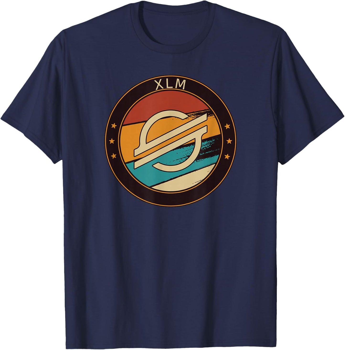 Stellar XLM Vintage Crypto Retro Art Cryptocurrency T-Shirt - T-Shirt | Navy