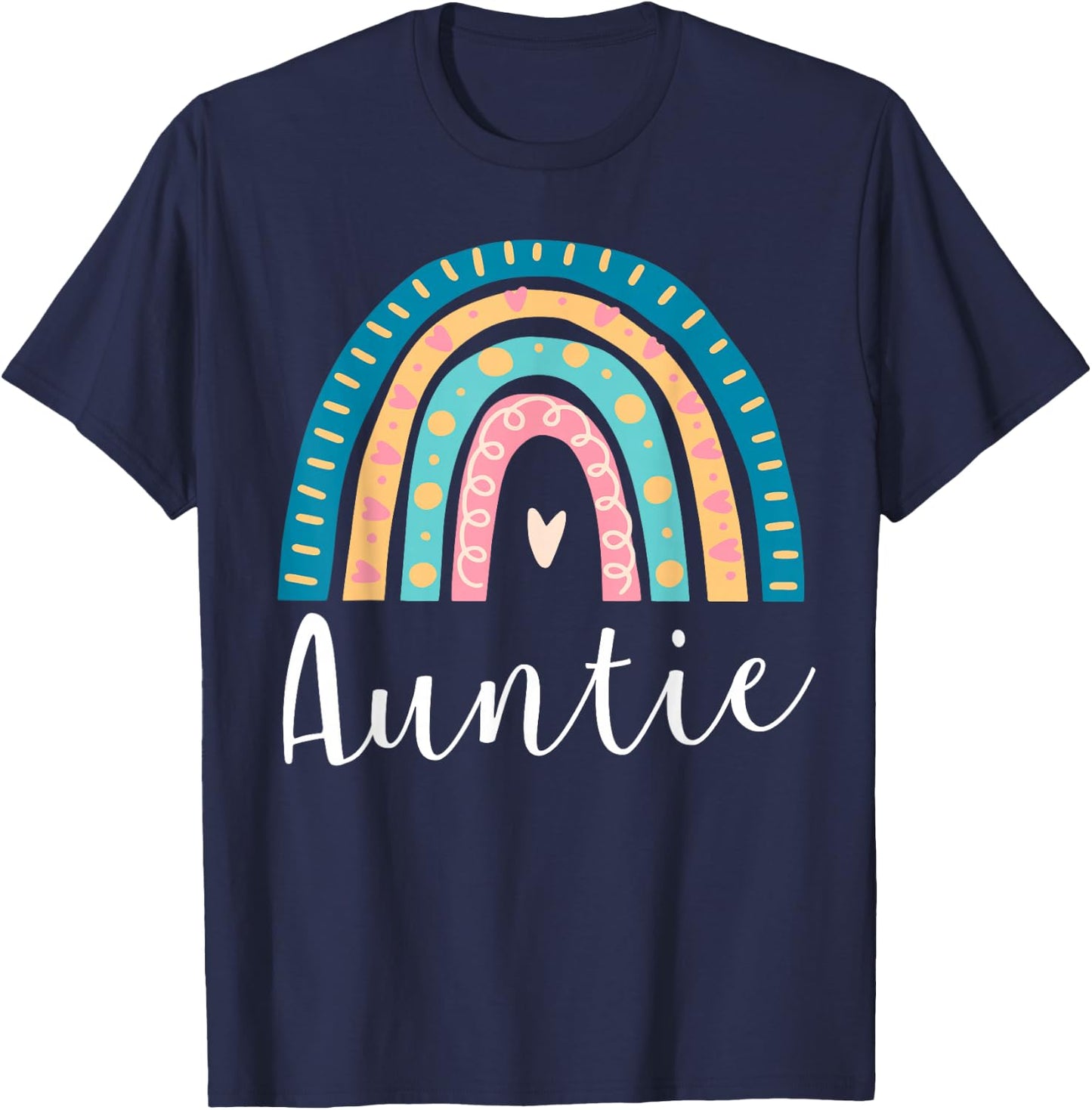 Auntie Rainbow Gifts Family Matching Birthday T-Shirt - T-Shirt | Navy