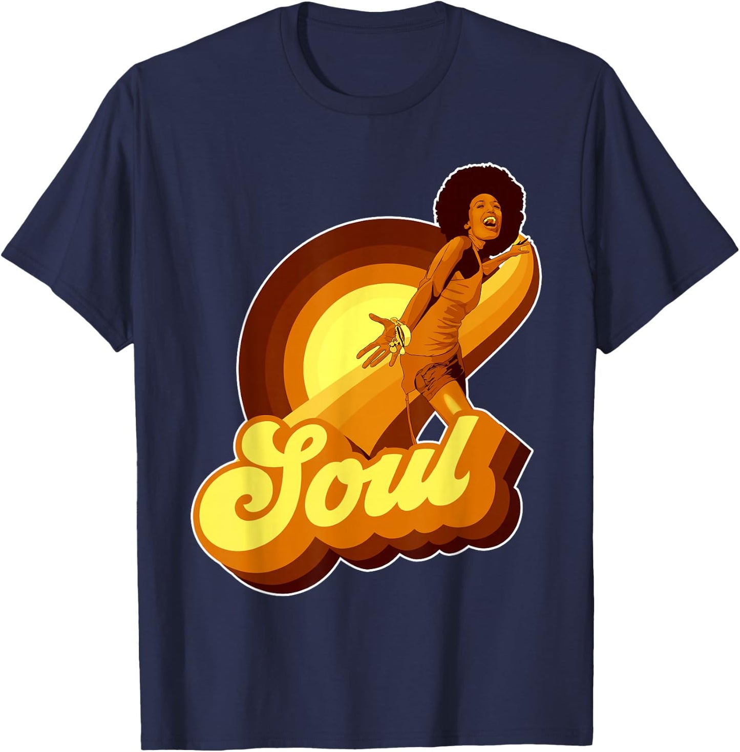 70s Funk Afro Soul T-Shirt - T-Shirt | Navy
