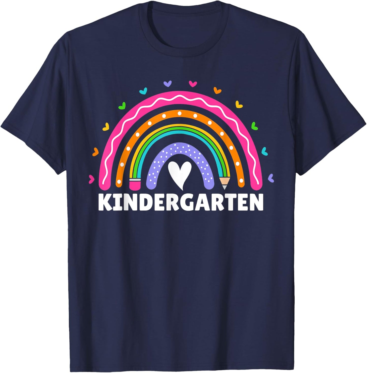 Kindergarten Rainbow For Girls Women Teacher Kinder Squad T-Shirt - T-Shirt | Navy