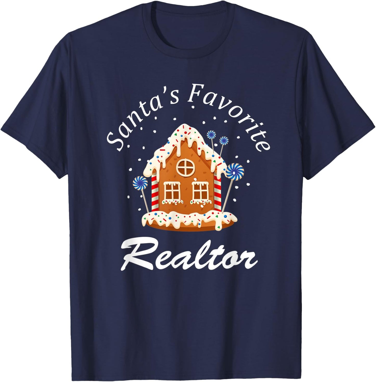 Santa’s Favorite Realtor Real Estate Agent Merry Christmas T-Shirt - T-Shirt | Navy
