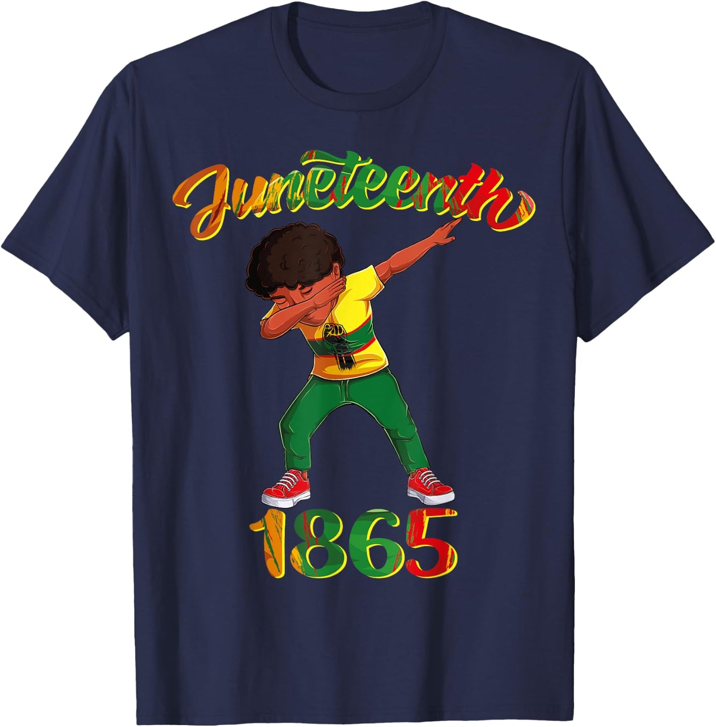 Juneteenth 1865 Dab Black Boy Brown Skin Afro American Boys T-Shirt - T-Shirt | Navy