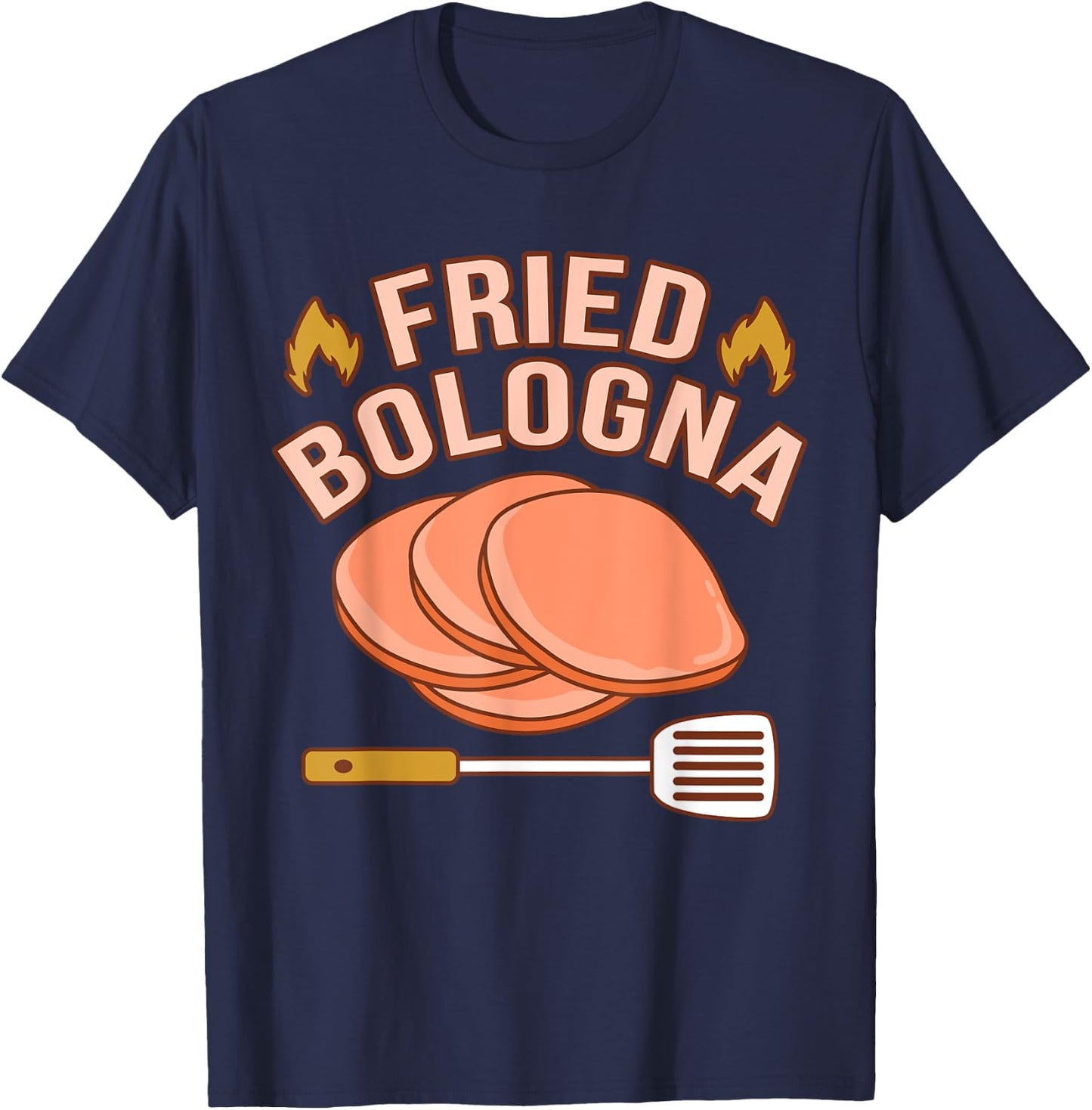 Fried Bologna Meat Sandwich Food Lover Eater Graphic T-Shirt - T-Shirt | Navy