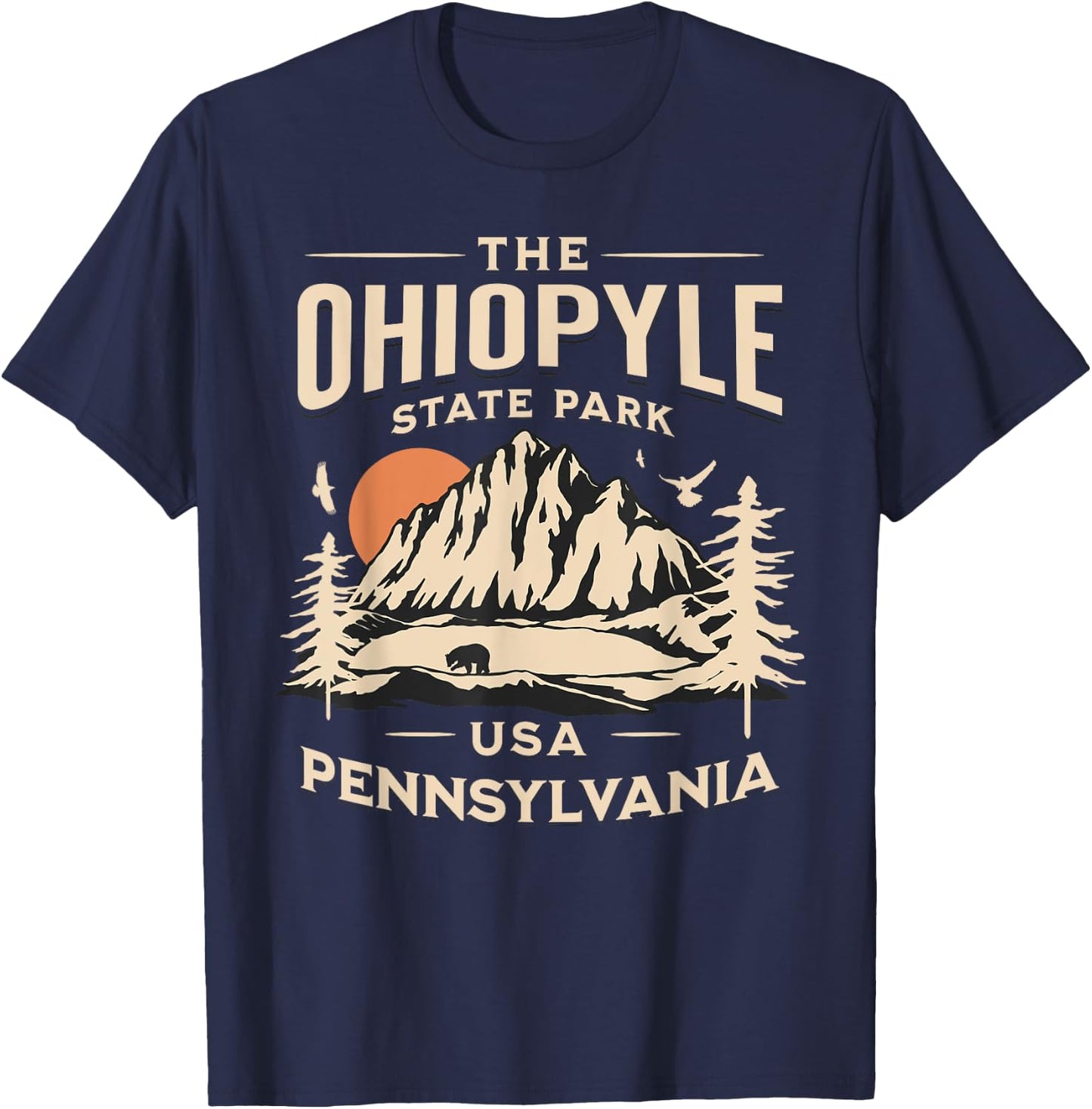 Ohiopyle State Park Pennsylvania Hike Outdoors Vintage T-Shirt - T-Shirt | Navy