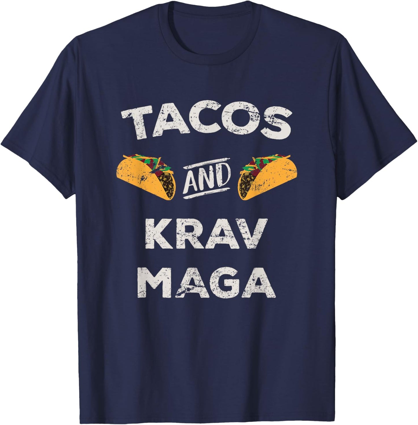 Tacos and Krav Maga Distressed Krav Maga T-Shirt - T-Shirt | Navy