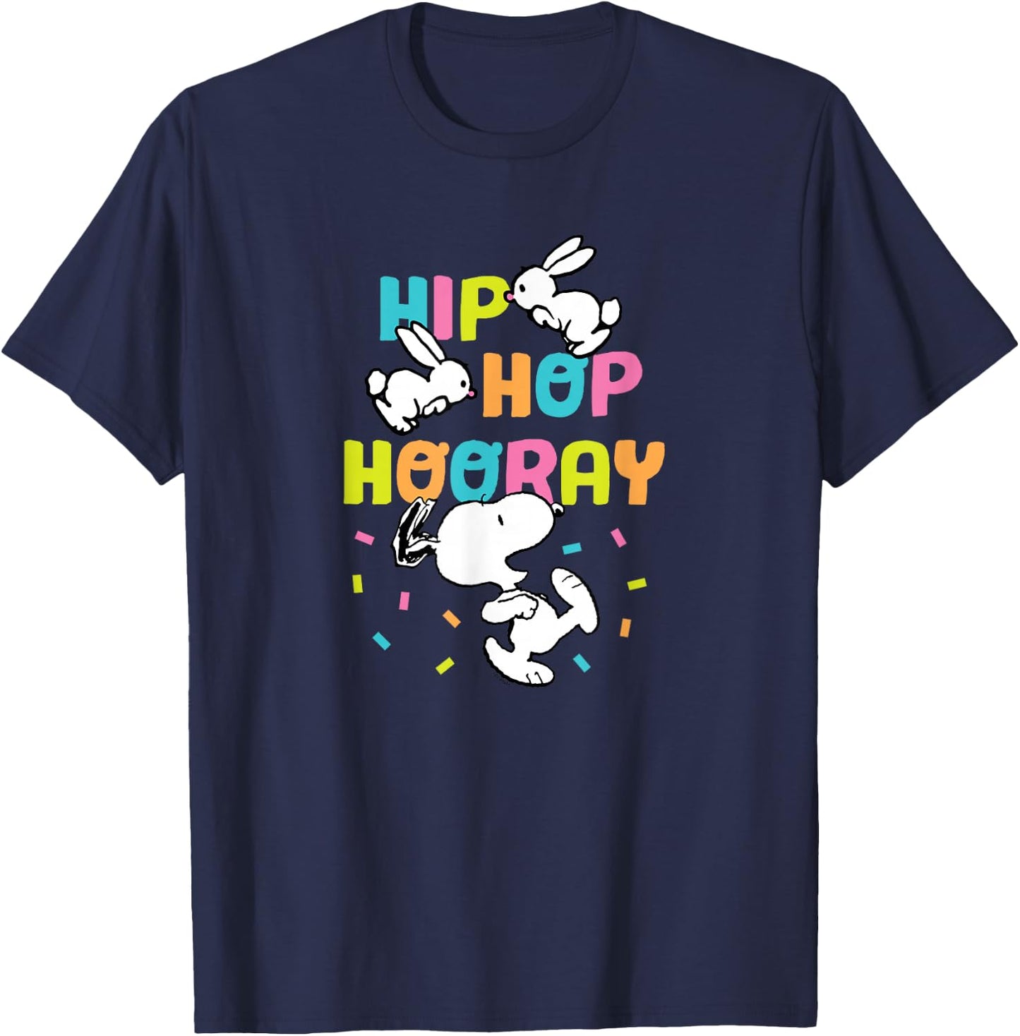 Peanuts - Easter Snoopy Rabbits Hip Hop Hooray T-Shirt - T-Shirt | Navy