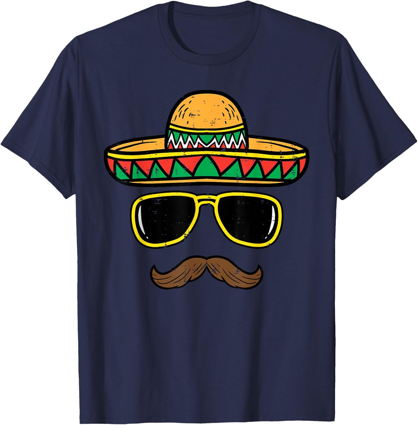 Sombrero Face Cinco De Mayo Mexican Fiesta Party Kids Boys T-Shirt - T-Shirt | Navy