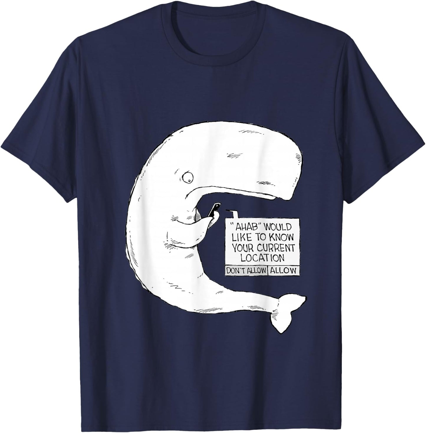 Speed Bump Funny Moby Dick Cartoon T-Shirt - T-Shirt | Navy