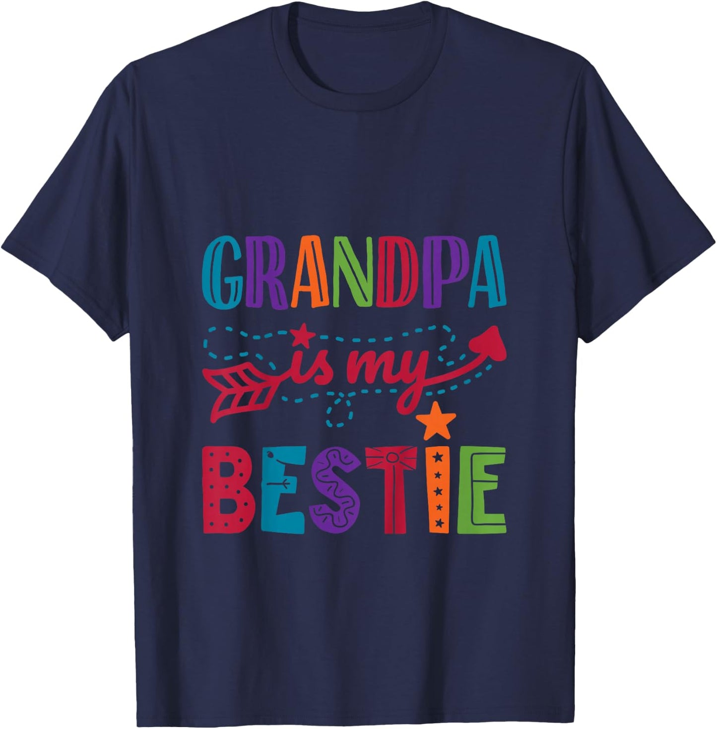 Grandpa Is My Bestie Grandparent Girl Papa Boy Toddler T-Shirt - T-Shirt | Navy