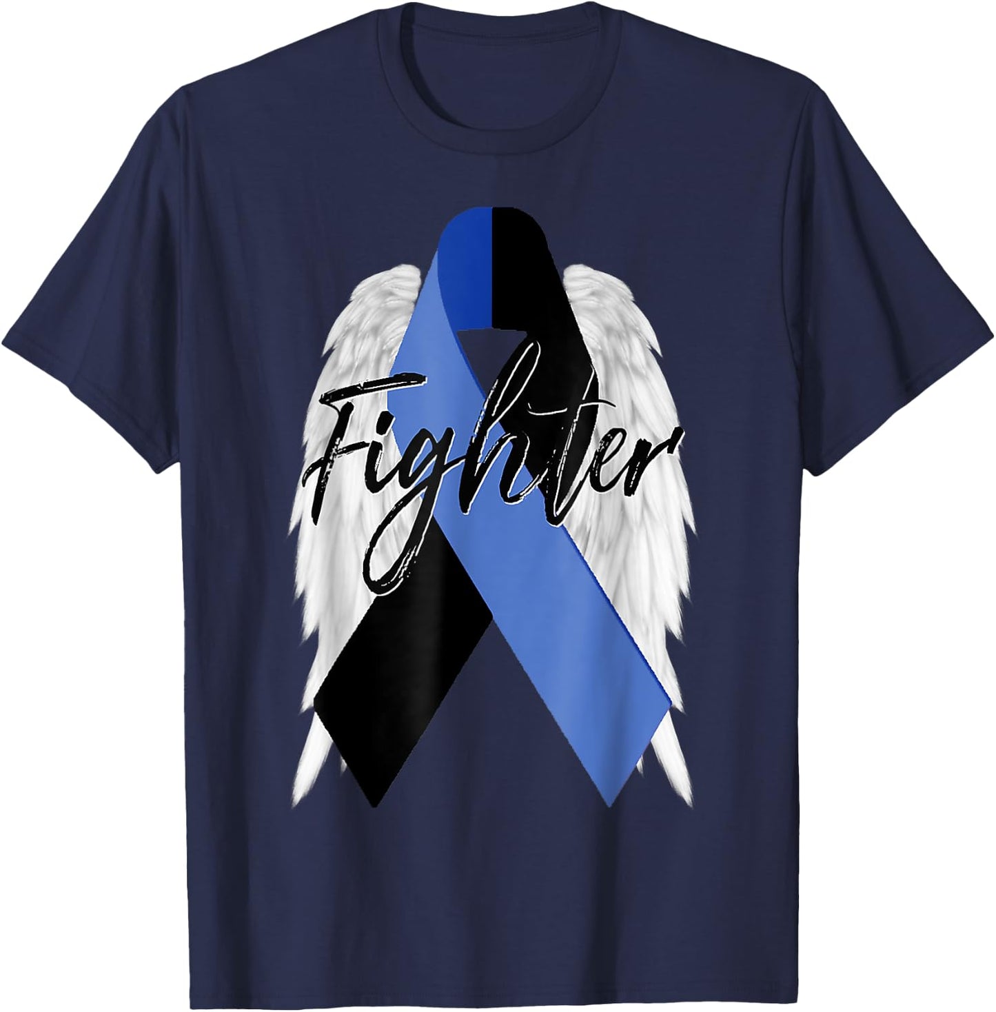 Ocular Melanoma Cancer Survivor Fighter Wings Ribbon T-Shirt - T-Shirt | Navy