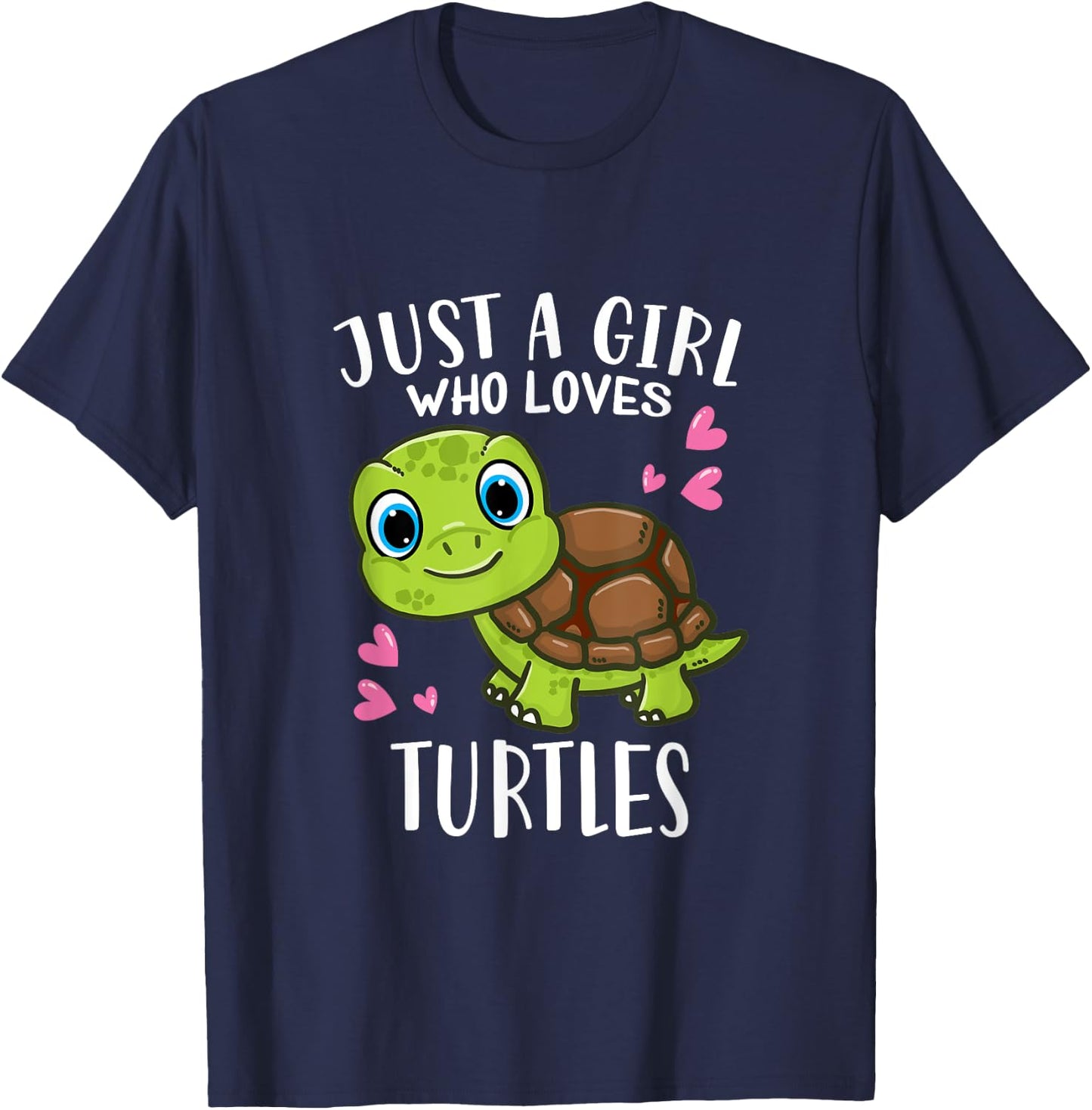 Funny Cute Turtle Lover Just A Girl Who Loves Turtles T-Shirt - T-Shirt | Navy