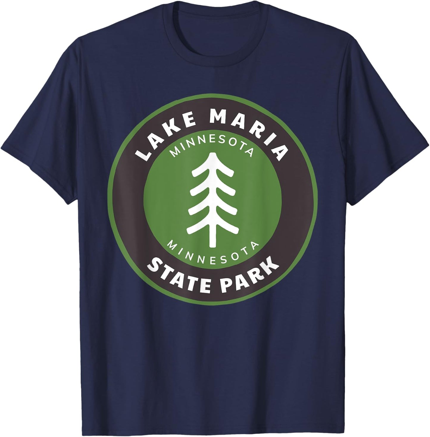 Lake Maria State Park Minnesota MN Forest Tree Badge T-Shirt - T-Shirt | Navy