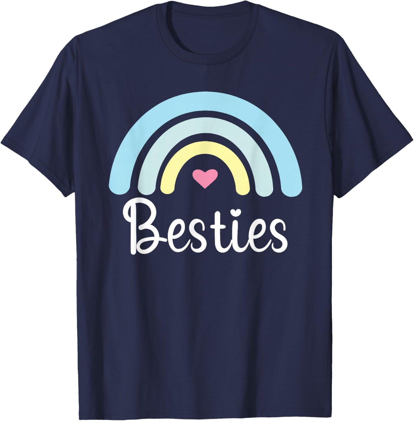Besties BFF Heart Best Friends Bestie T-Shirt - T-Shirt | Navy