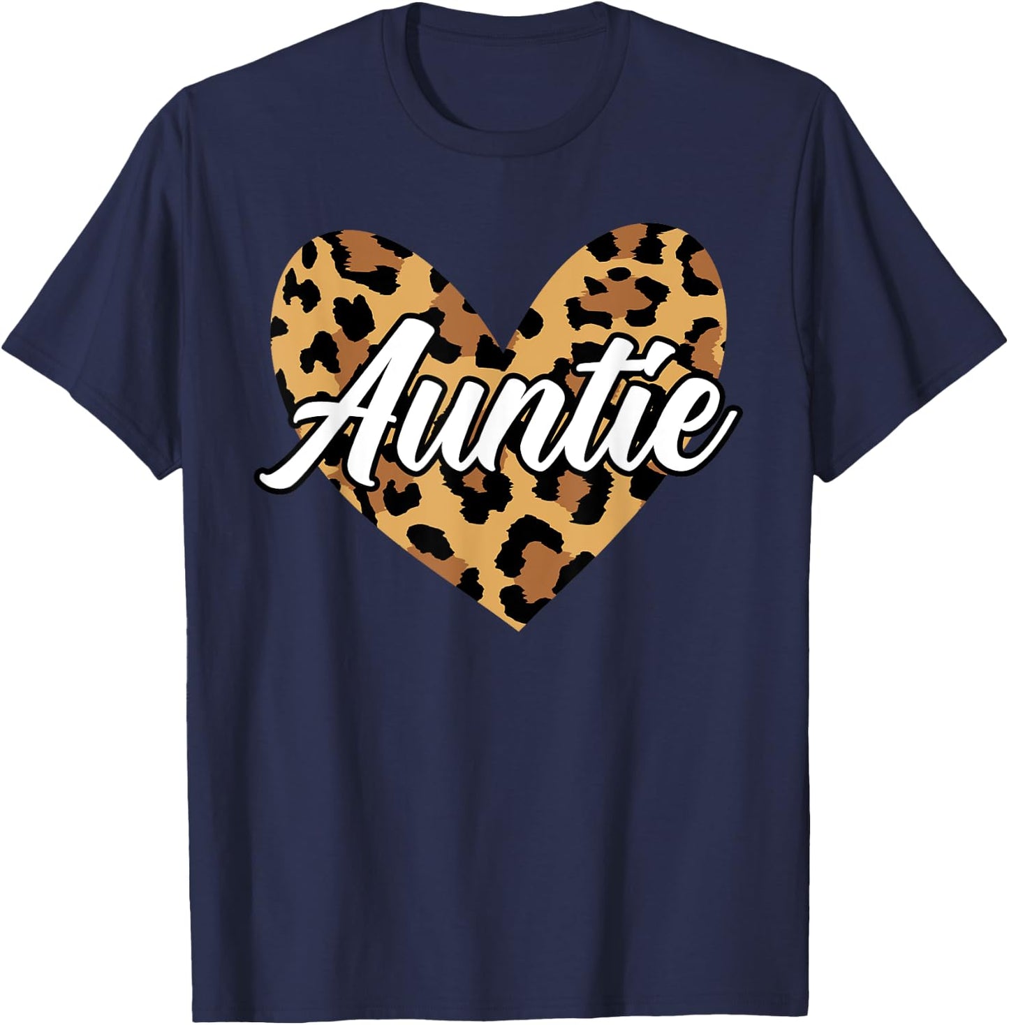 Aunt Leopard Auntie T-Shirt - T-Shirt | Navy