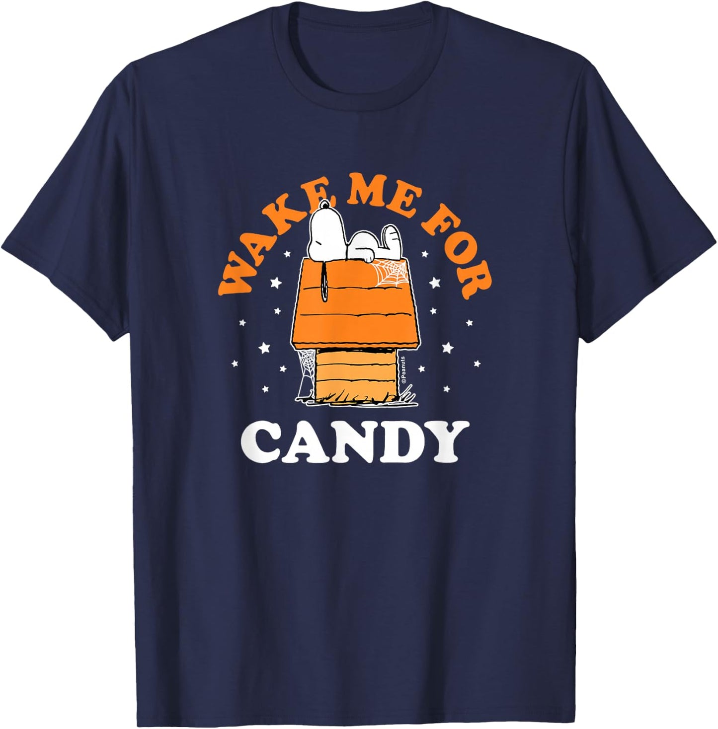 Peanuts - Snoopy Halloween House Wake Me For Candy T-Shirt - T-Shirt | Navy