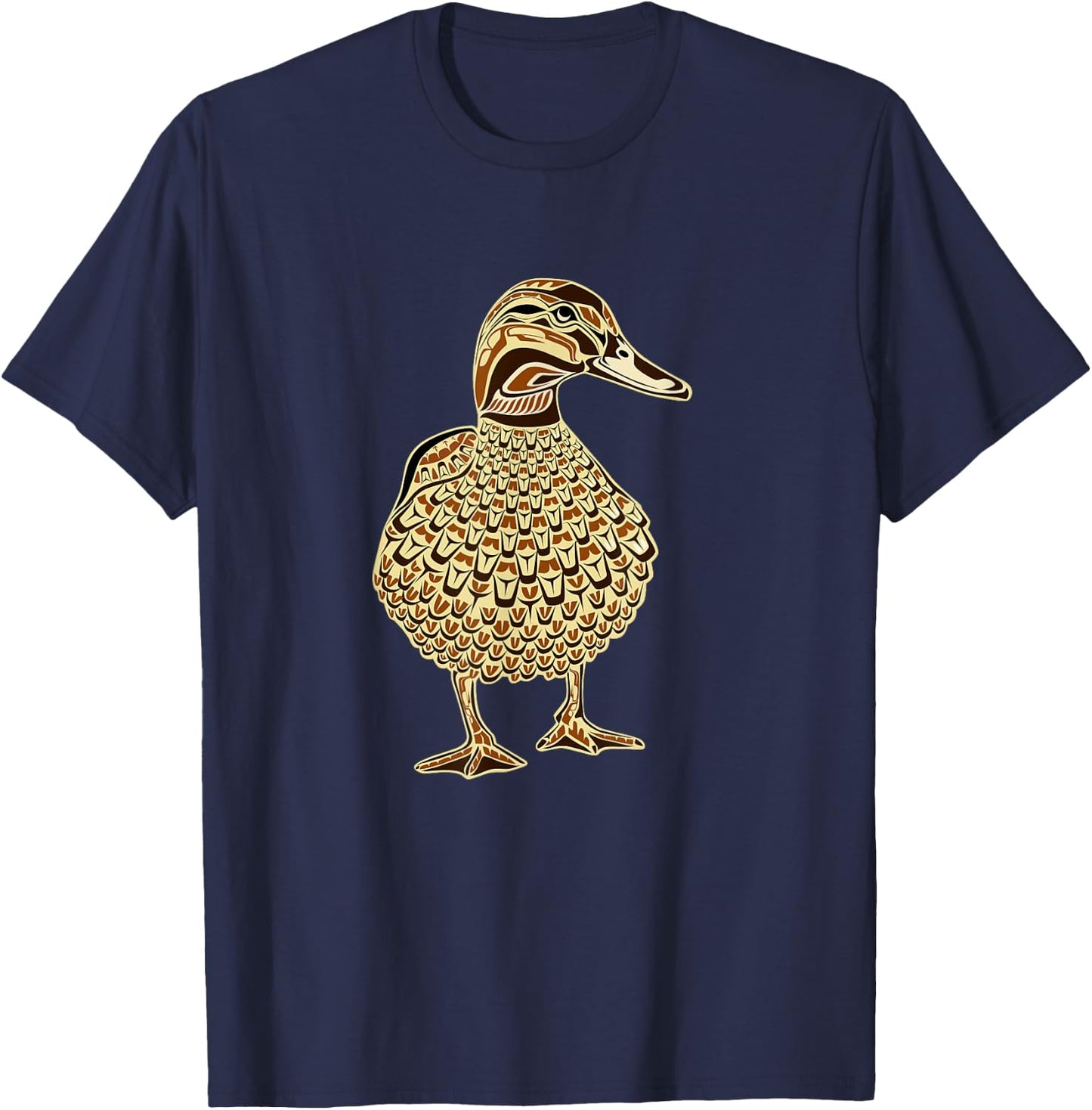 Mallard Duck Bird Lover Northwest Design Native American Art T-Shirt - T-Shirt | Navy