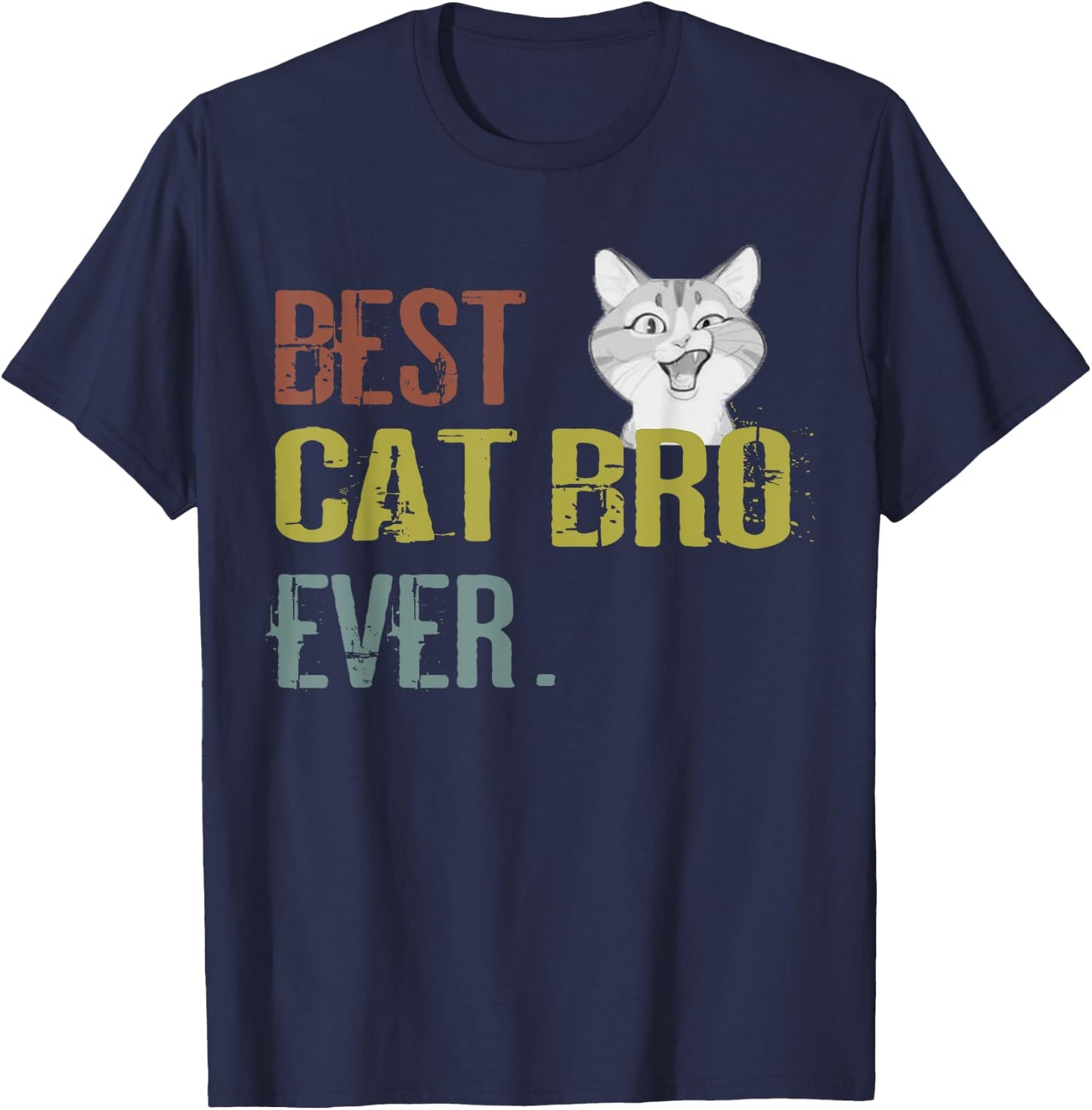 Vintage Best Cat bro Ever brother birthday Shirt Men Women Kids T-Shirt - T-Shirt | Navy