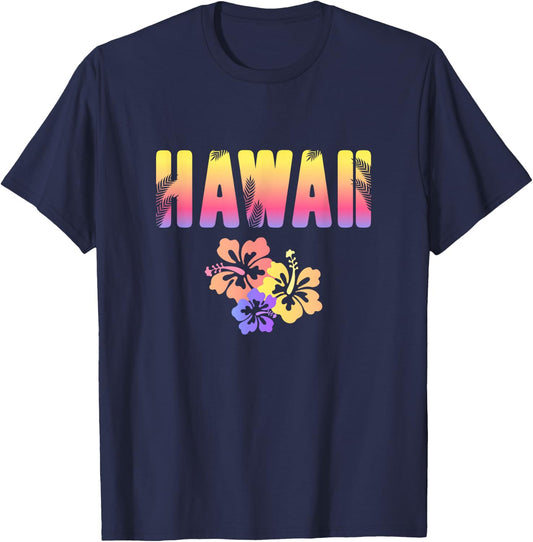 Hawaii Family Vacation Matching Floral T-Shirt - T-Shirt | Navy