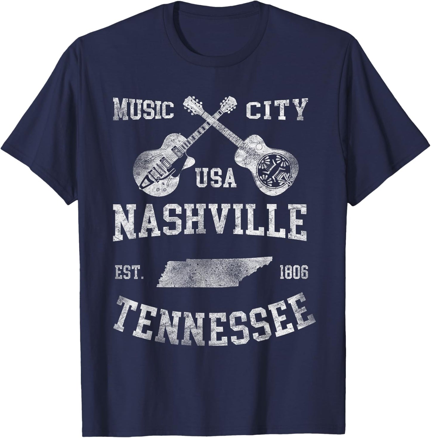 Nashville TN Tennessee COUNTRY Music Lover Travel T-Shirt - T-Shirt | Navy