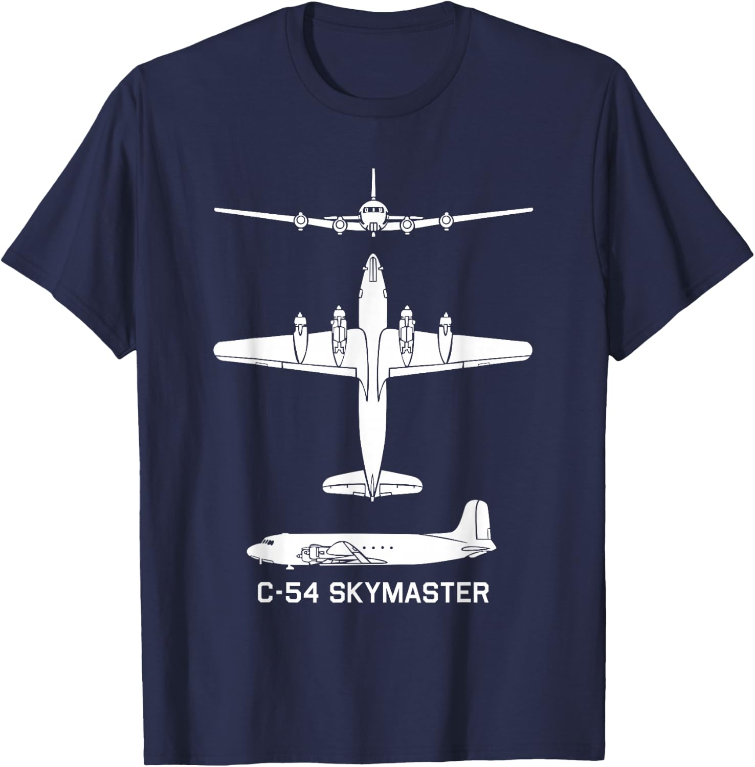 C-54 Skymaster American WW2 Transport Plane Silhouettes T-Shirt - T-Shirt | Navy