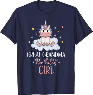 Unicorn Great Grandma Of The Birthday Girl Matching Family T-Shirt - T-Shirt | Navy