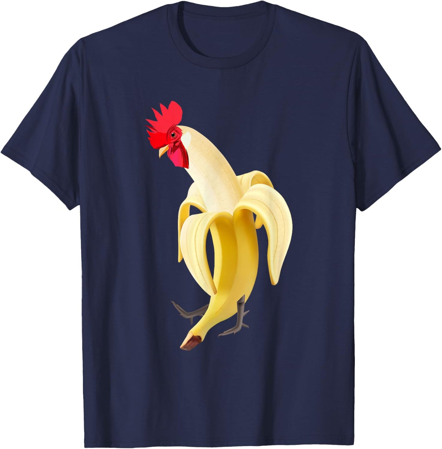 Funny Rooster Cockerel Chicken in Banana T-Shirt - T-Shirt | Navy