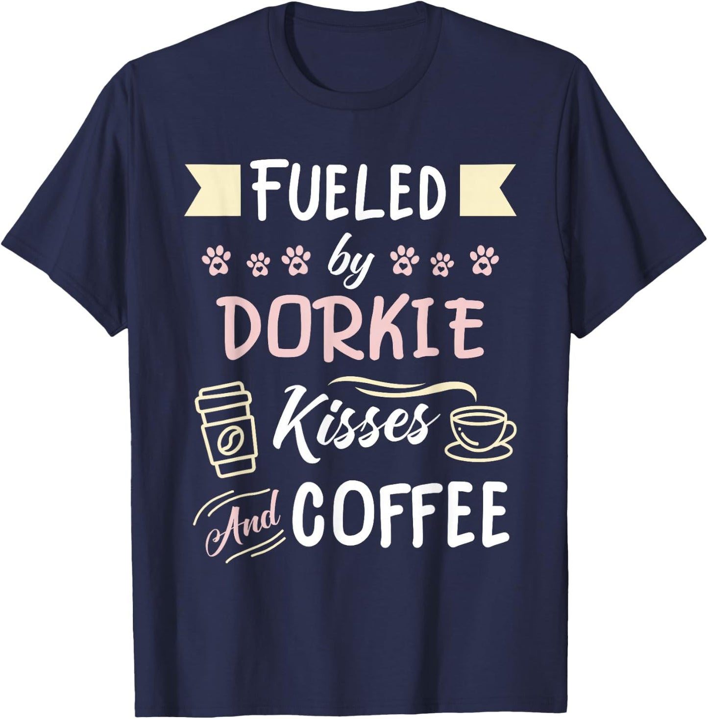 Dorkie Mom Coffee Lover T-Shirt - T-Shirt | Navy