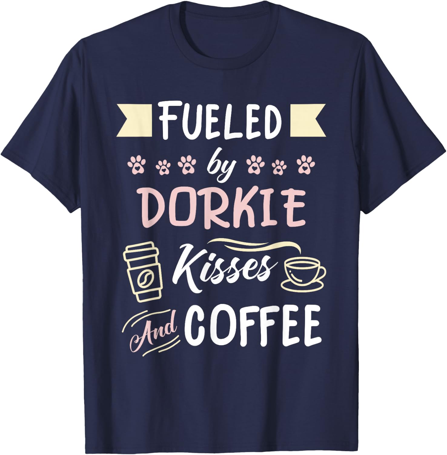 Dorkie Mom Coffee Lover T-Shirt - T-Shirt | Navy